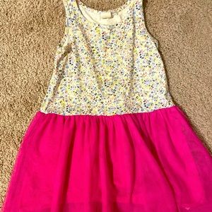Baby Gap mixed media dress. Flower cotton tank top and pink tulle bottom.